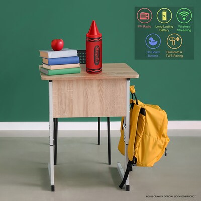 Crayola Wireless Bluetooth Portable Crayon Speaker with FM Radio, Red (CBT450R)