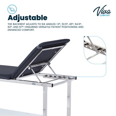 Viva Comfort Adjustable Exam Table, 440 lbs. Capacity, Black (ADI996-02-BLK-MK)