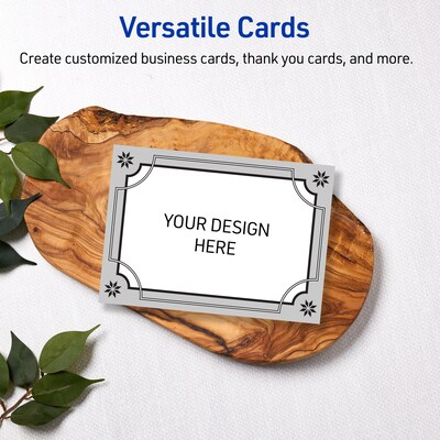 Avery Silver-Metallic Black General Use Blank Cards, White, 20/Pack (S00-FKE)