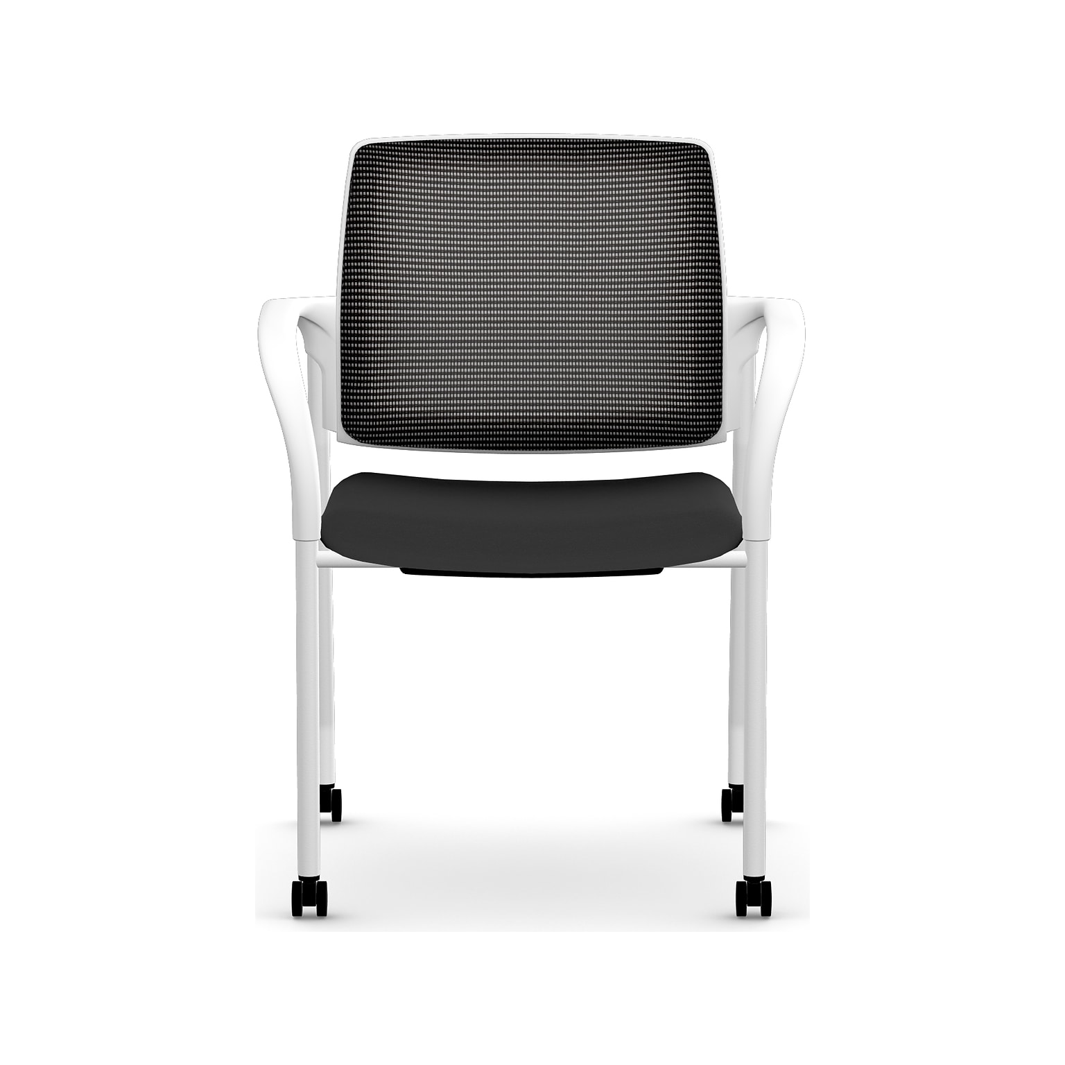 HON Ignition Fabric/Mesh Multipurpose Stacking Chair, Black/Designer White (HIGS6.F.H.IM.CU10.PK7)