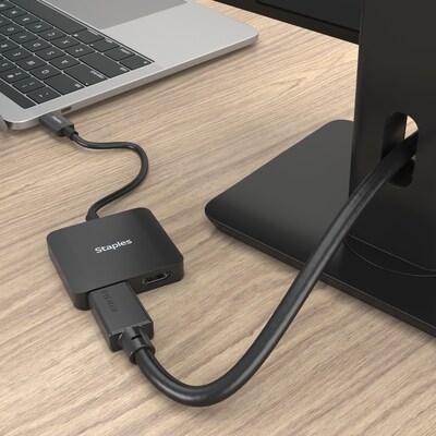 Staples TECH 6" USB-C to HDMI Audio/Video Cable, Male to Female, Black (ST62386)
