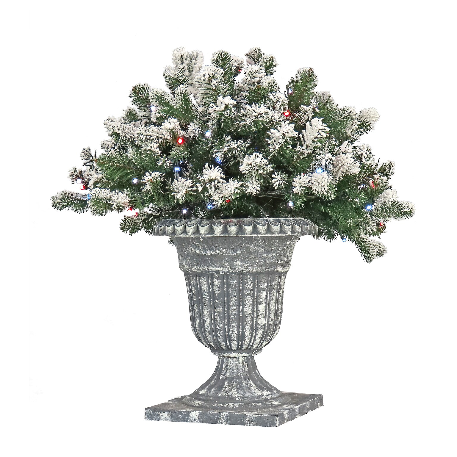 National Tree Company 24 Snowy Sheffield Spruce Porch Bush with Twinkly LED Lights (PESL3-300T-24PS)