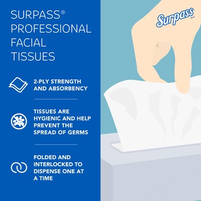 Surpass Cube Facial Tissue, 2-ply, White, 90 Sheets/Box, 36 Boxes/Carton (21320)