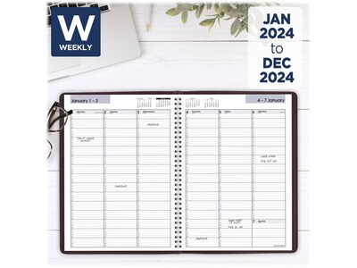 2024 AT-A-GLANCE DayMinder 8" x 11" Weekly Appointment Book, Burgundy (G520-14-24)
