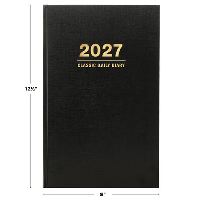 2027 Excello Brands 9" x 12.8" Daily Standard Planner, Paperboard Cover, Black (CD812-CY27-BK)