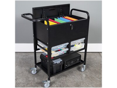 Luxor Metal Mobile File Cart with Swivel Wheels, Black/Gray (UCWS003)