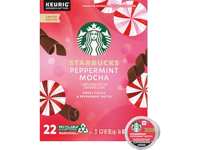 Starbucks Peppermint Mocha Coffee Keurig K-Cup Pods, Light Roast, 22/Box (12437832)