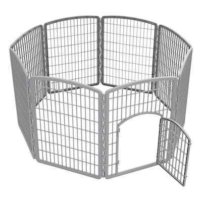Iris 8-Panel Plastic Pet Playpen, Gray (598768)