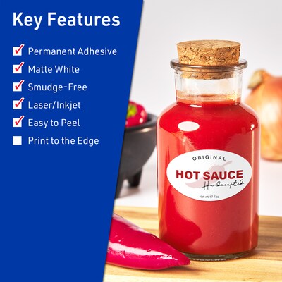 Avery TrueBlock Laser/Inkjet Oval Multipurpose Labels, 1.5 x 2.5, White, 180/Pack (94051)