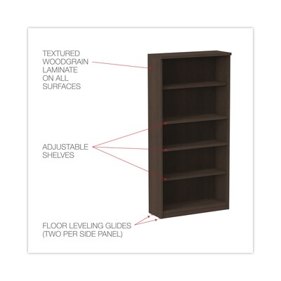 Alera Valencia Series Bookcase, Five-Shelf, 31 3/4w X 14d X 65h, Espresso (ALEVA636632ES)