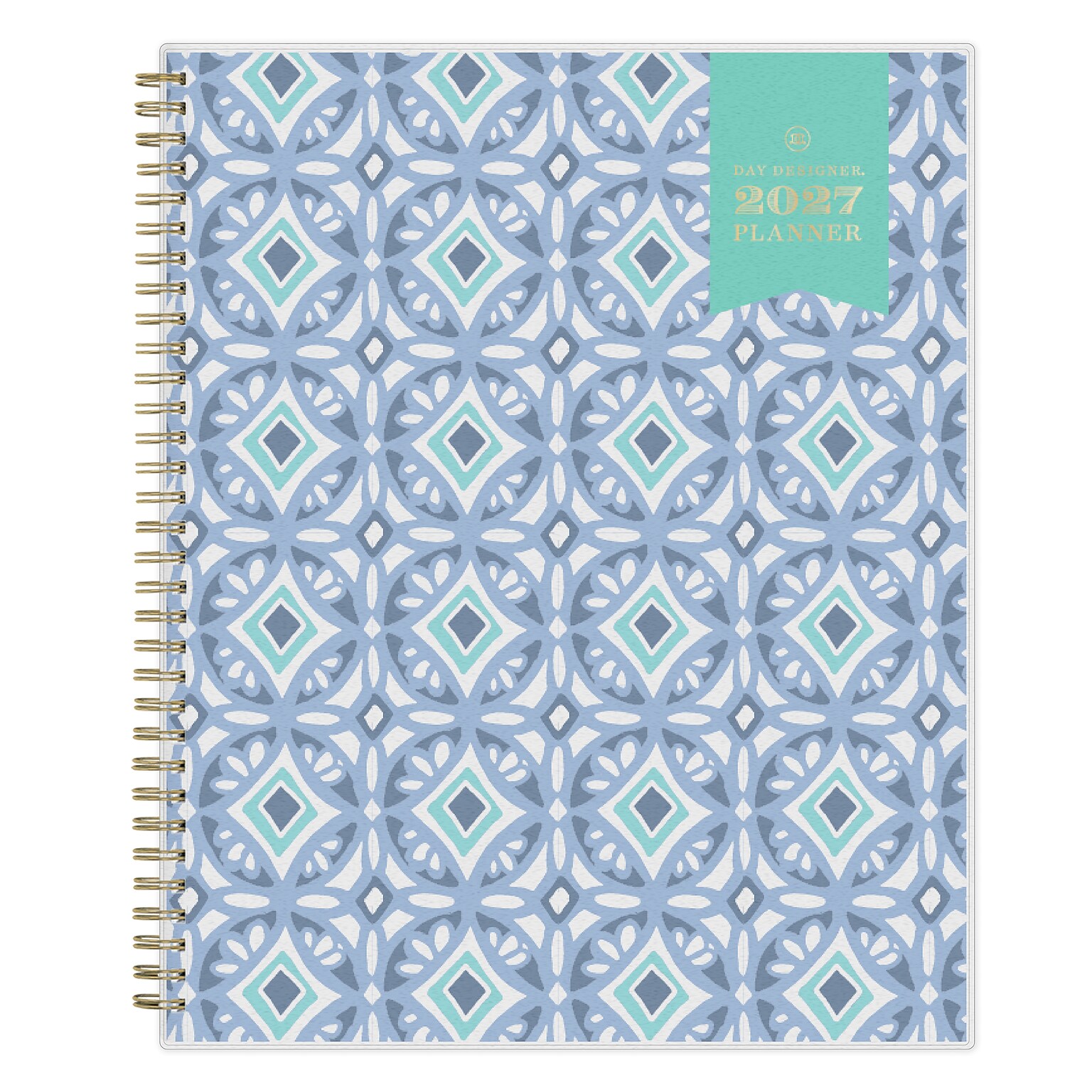 2027 Blue Sky Day Designer Tile 8.5 x 11 Calendar Year Weekly & Monthly Planner, Plastic Cover, Blue (101411-27)