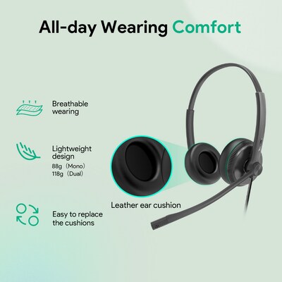 YeaLink UH34 Noise Canceling Stereo On-Ear Headset, UC Certified (1308044)