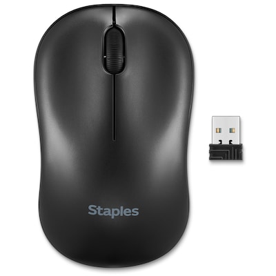 Staples TECH Wireless Ambidextrous Optical USB Mouse, Black (ST62601)