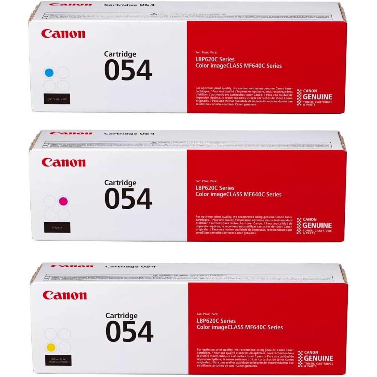 Canon 54 Cyan/Magenta/Yellow Standard Yield Toner Cartridges, 3/Pack