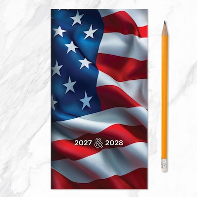 2027 TF Publishing American Flag 3.5" x 6.5"  Monthly Standard Planner, Paperboard Cover, Multicolored (27-7028)