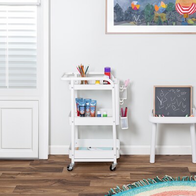 Honey-Can-Do 3-Shelf Mobile Cart with Lockable Wheels, White (CRT-10007)