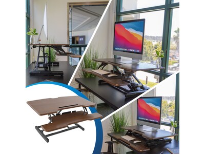 Mount-It! 38"W Electric Rectangular Adjustable Standing Desk Converter, Dark Walnut (MI-8011)