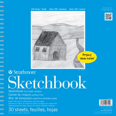 Strathmore 100 Series 12 x 12 Sketch Pad, 30 Sheets/Pad, 3/Bundle (STTP271101-3)