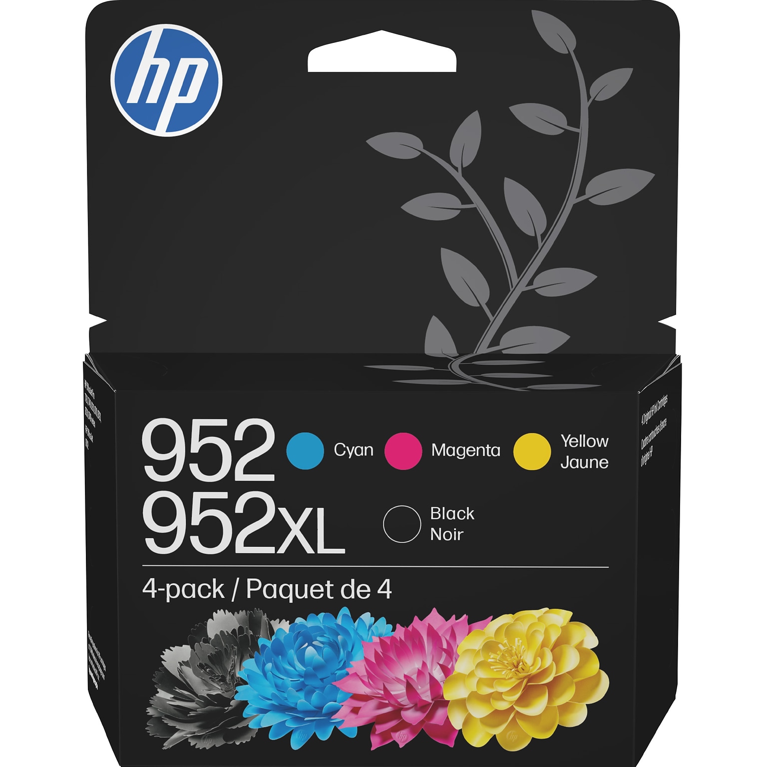 HP 952XL/952 Black High Yield and Cyan/Magenta/Yellow Standard Yield Ink Cartridge, 4/Pack (N9K28AN#140)