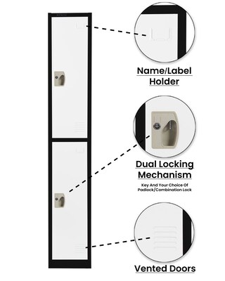 AdirOffice 72'' 2-Tier Black and White Storage Locker (ADI629-202-B-W)