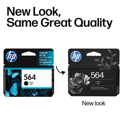 HP 564 Black Standard Yield Ink Cartridge, Prints Up to 250 Pages (CB316WN#140)