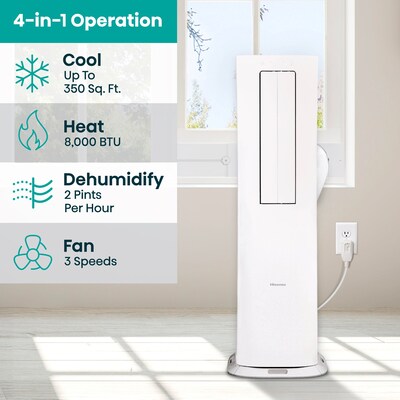 Hisense 115-Volt 8000 (BTU DOE) Portable Air Conditioner with Remote, WiFi Enabled, White (AHTP0825UW1W)
