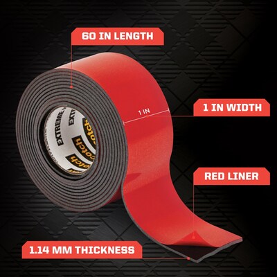 Scotch-Mount Extreme Double-Sided Mounting Tape, 1 x 60, 1 Roll, Black (414P)
