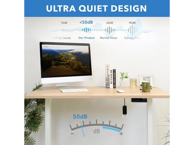 Mount-It! 55"W Electric Rectangular Adjustable Standing Desk, Maple/White (MI-18097)