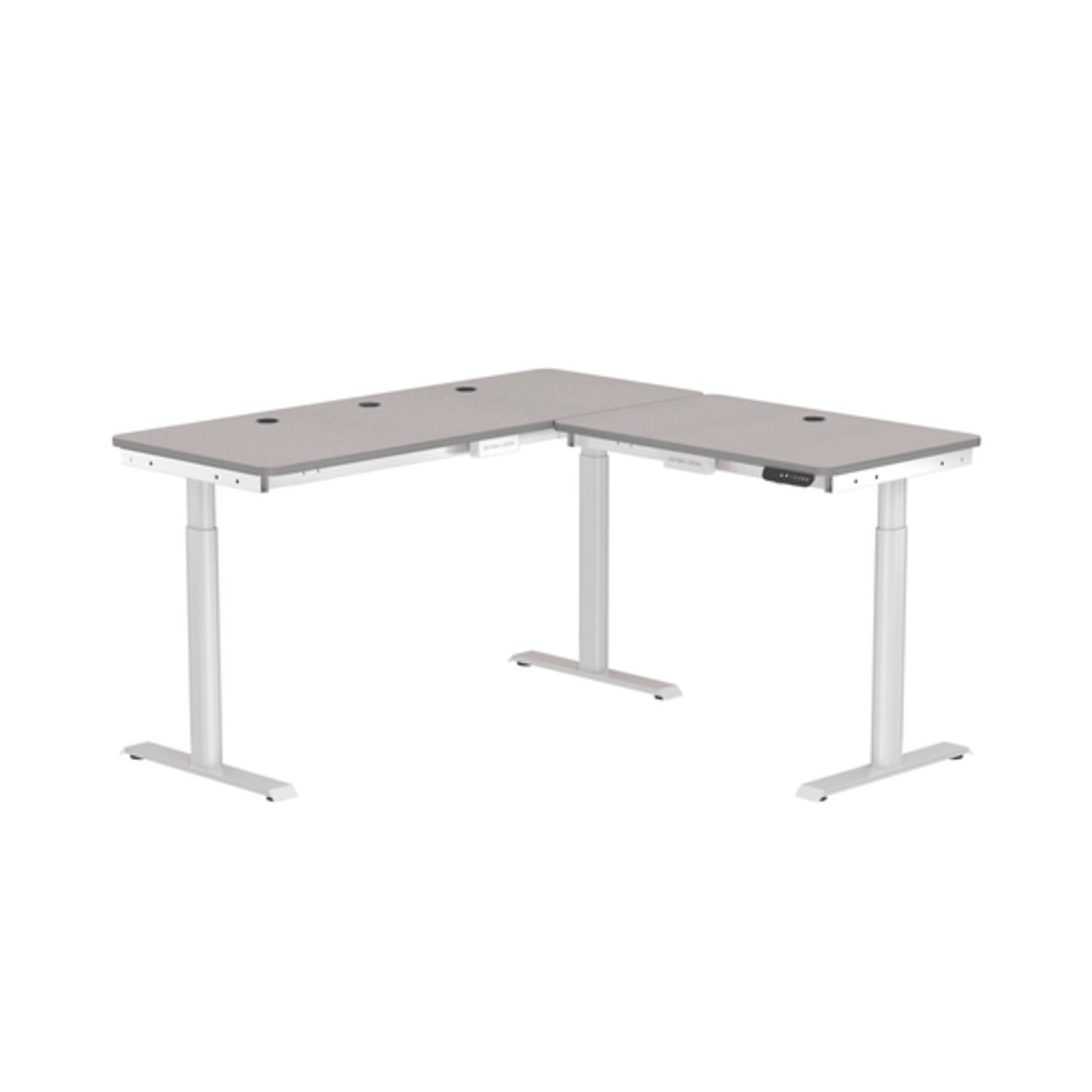 VersaDesk PowerLift 60W Electric L-Shaped Adjustable Standing Desk, Gray/White (PLLSD6060-WG-APP)