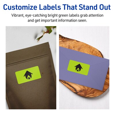 Avery Printable Rectangle Multipurpose Labels, 1" x 4", Bright Green, 200/Pack (94202)
