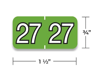 Medical Arts Press Colwell Jewel Tone Compatible 2027 Year Label, 3/4 x 1-1/2, Green, 500/Roll