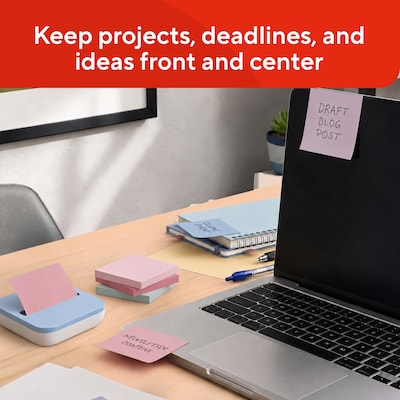 Staples Pop-up Sticky Notes, 3" x 3", Ocean Mist Collection, 100 Sheets/Pad, 18 Pads/Pack (ST62873V-CC)