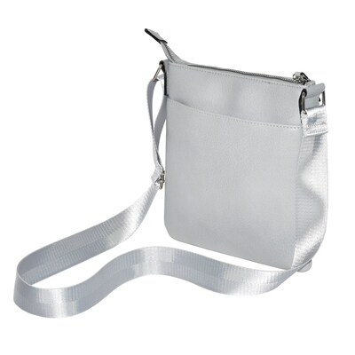 Nicci Cross-Body Bag with Front Zipper Pocket, Light Grey (NH08-LGRY)