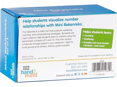 hand2mind Mini 20-bead Rekenrek, White/Red, 4/Set (86886)