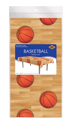 Beistle Basketball Plastic Tablecover, Multicolor, 3/Pack (53931)