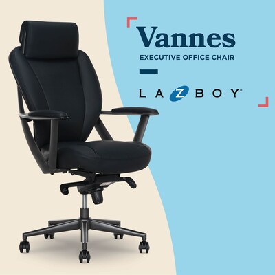 La-Z-Boy Vannes Ergonomic Polyurethane Swivel Executive Chair, Black (60101-BLK)