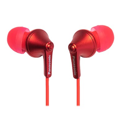 Panasonic ErgoFit Earbuds with Microphone & Neodymium Drivers, Red (RP-TCM125)