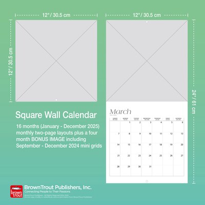 2025 BrownTrout Simplicity 12" x 24" Monthly Square Wall Calendar, (9781975477790)