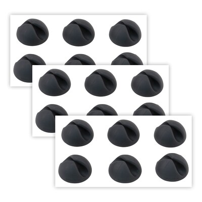 Advantus Bluelounge Cabledrops Cord Management, Black, 6 Per Pack, 3 Packs (AVTBLUCDBL-3)