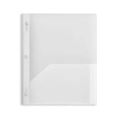 Staples 2-Pocket Plastic Presentation Folder with Fasteners, Clear (ST26387-CC)