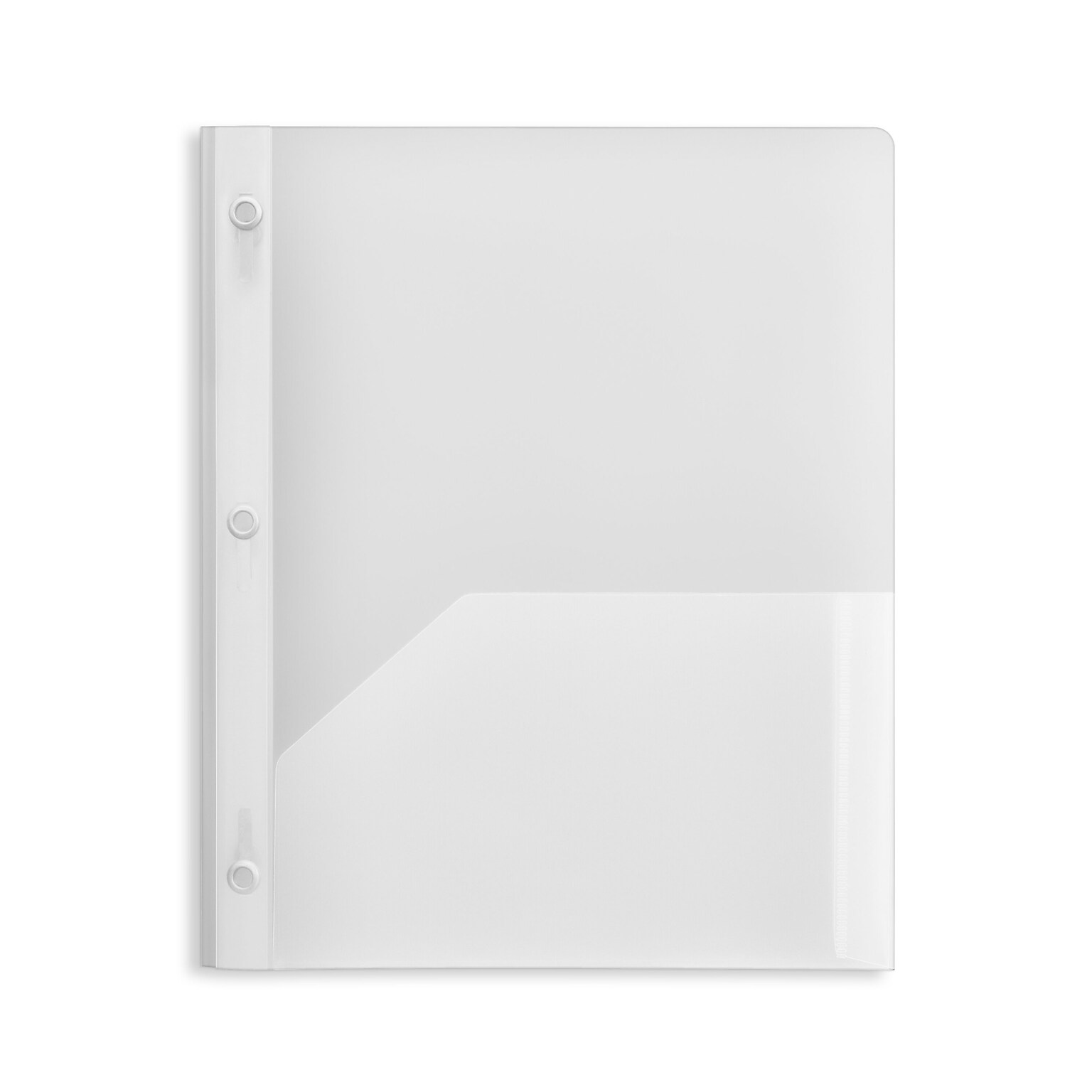 Staples 3-Hole Punched 2-Pocket Plastic Presentation Folder with Fasteners, Clear (ST26387-CC)