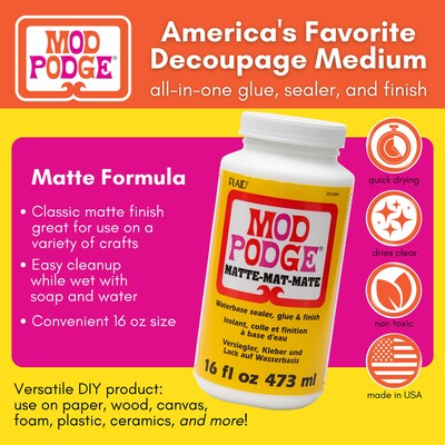 Mod Podge Decoupage Glue, Matte, 16oz., 3/Pack (MODCS11302-3)