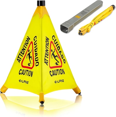 Alpine Industries Caution Wet Floor Sign, Yellow, 10/Pack (ALP498-20-10PK)