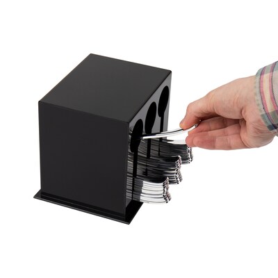 Mind Reader Plastic 3-Compartment Utensil Dispenser Silverware Organizer, Black (3CSTOR-BLK)