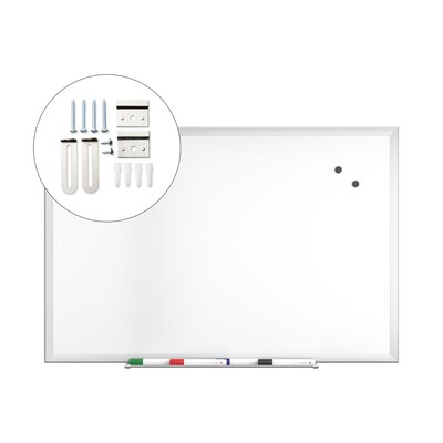 TRU RED™ Magnetic Steel Dry Erase Board, Satin Frame, 3' x 2' (TR61169)