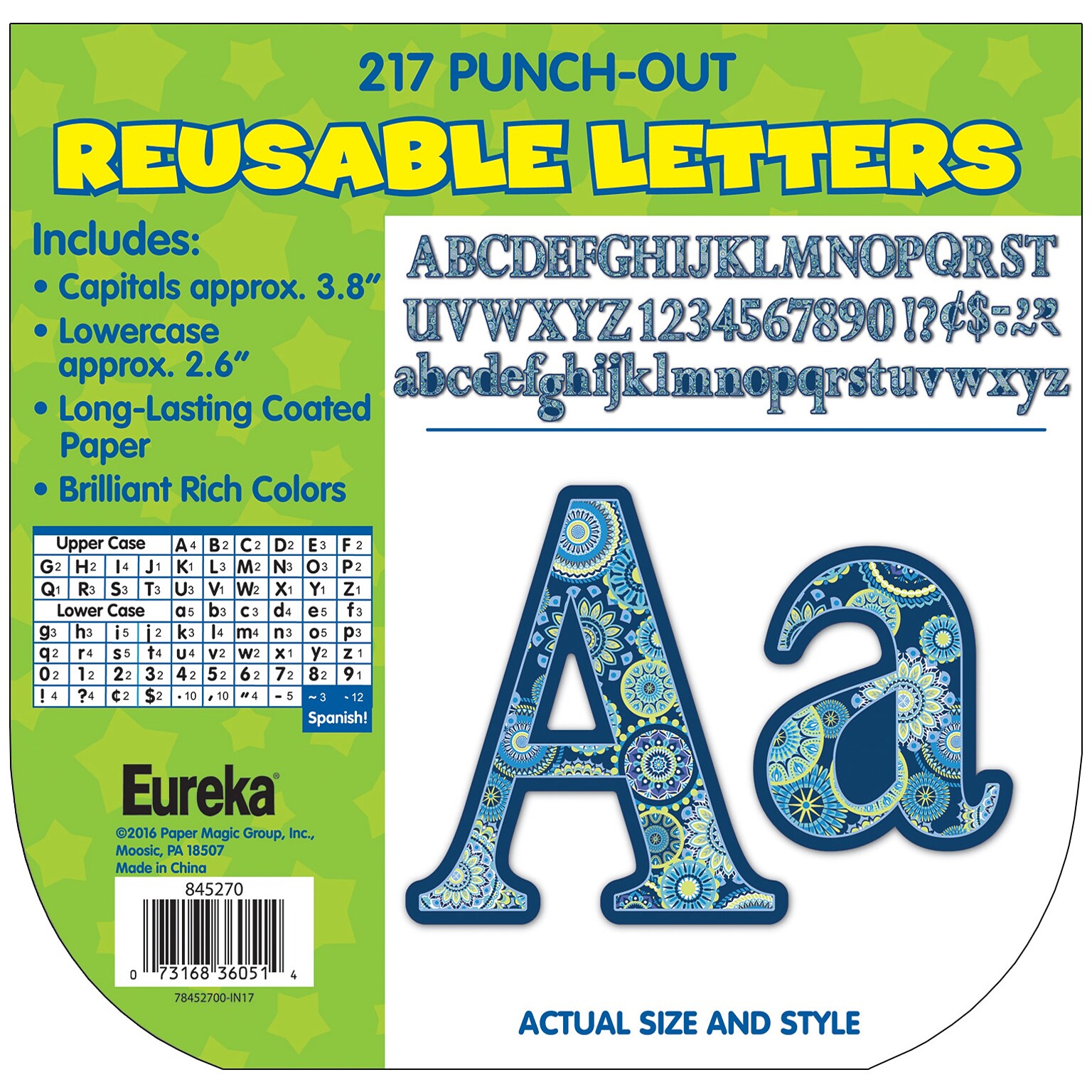 Eureka Blue Harmony 4in Deco Letters, Blue, 217/Pack (EU-845270)
