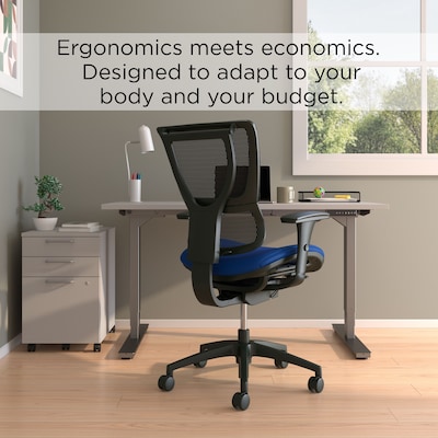 Union & Scale FlexFit™ Ergonomic Mesh Swivel Task Chair, Blue/Black (UN59413)