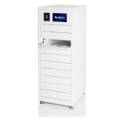 Luxor Kwik IQ Pro Lockable 10-Unit Electronics Storage Cabinet, White Steel (KBSL104)
