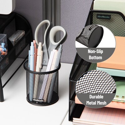 Mind Reader Metal Pen Holder, Black, 3 Pieces/Set (CLIPMESH3-BLK)