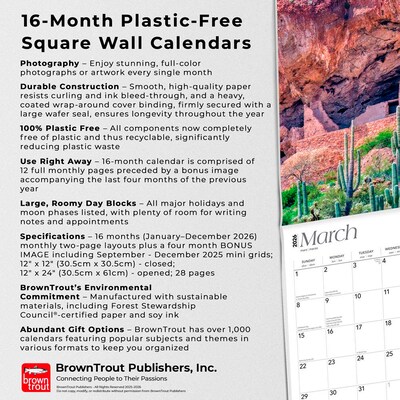 2026 BrownTrout Arizona National Parks & Monuments 12" x 12" Monthly Wall Calendar (9798330702138)